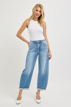 HIGH RISE CROP MILD BARREL JEANS