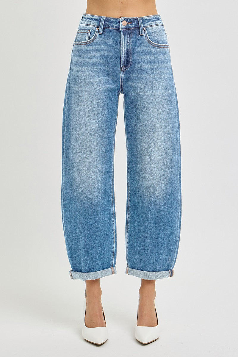 HIGH RISE CROP MILD BARREL JEANS