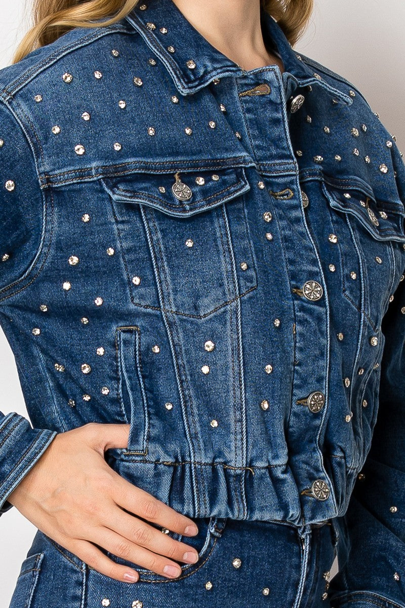 N Rossi Rhinestones Denim Jacket