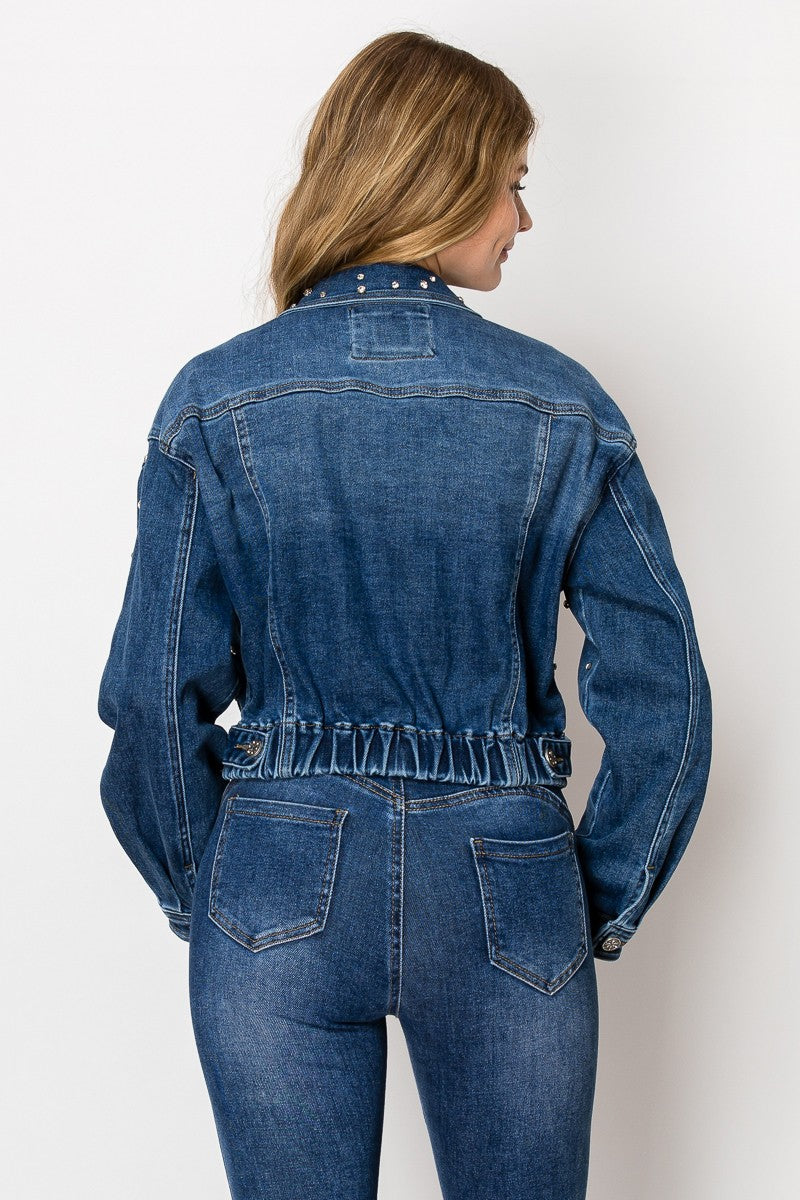 N Rossi Rhinestones Denim Jacket