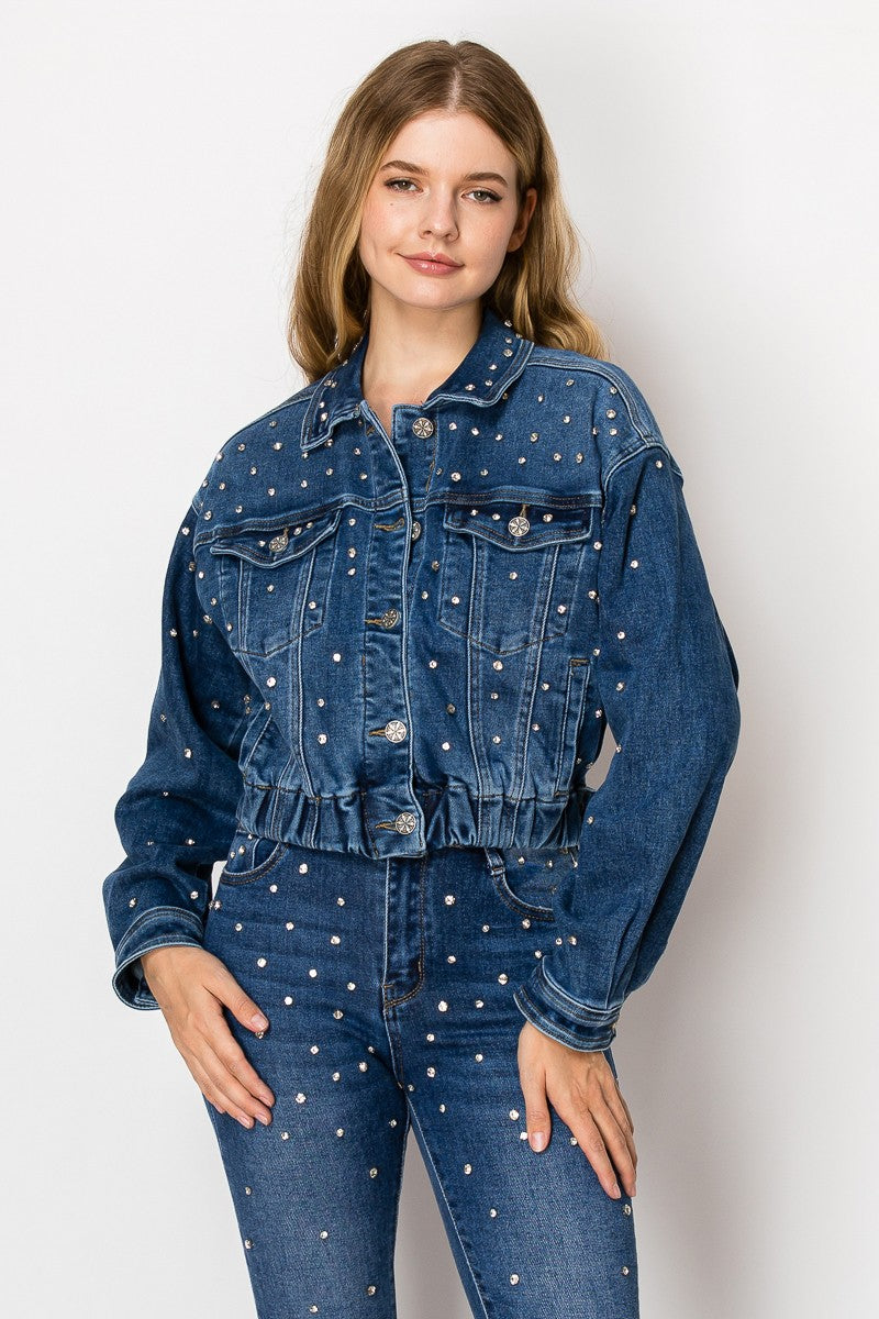 N Rossi Rhinestones Denim Jacket