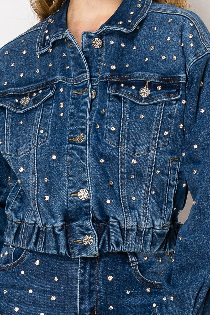 N Rossi Rhinestones Denim Jacket