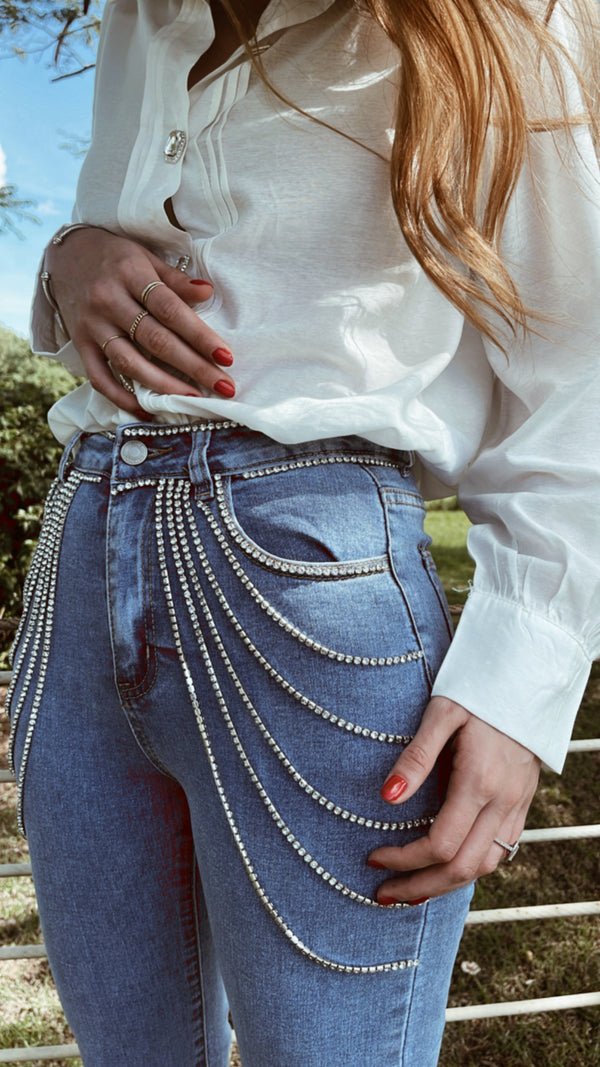 Denim Chain Pant