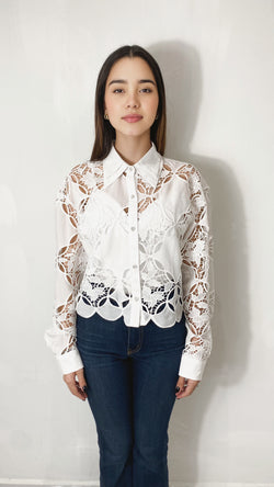 Bruni White Lace Blouse