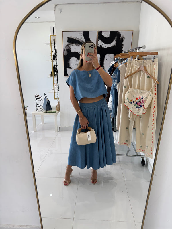 Denim midi set