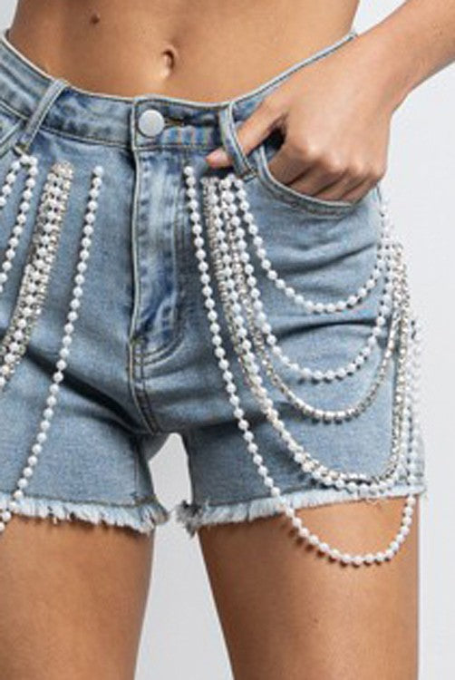 Pearl denim shorts