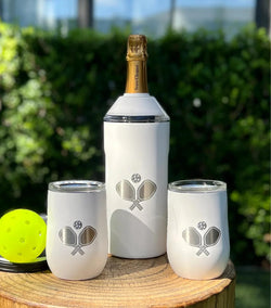 Limited Edition Pickleball Wine Set In White