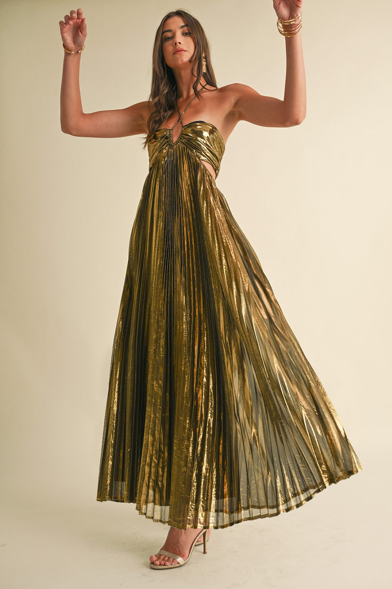 Metallic Pleated dress