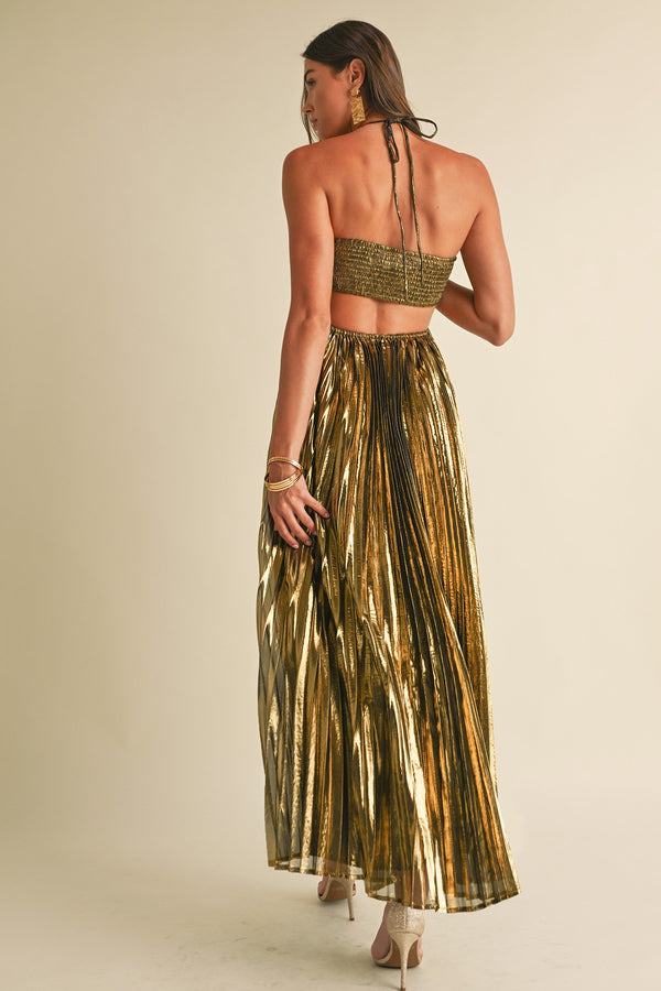 Metallic Pleated dress