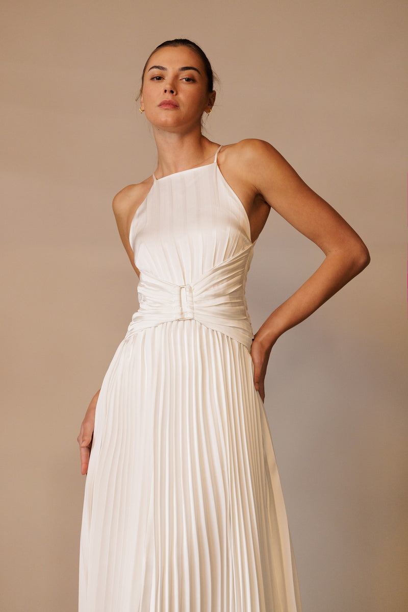 Hailey pleated white dress