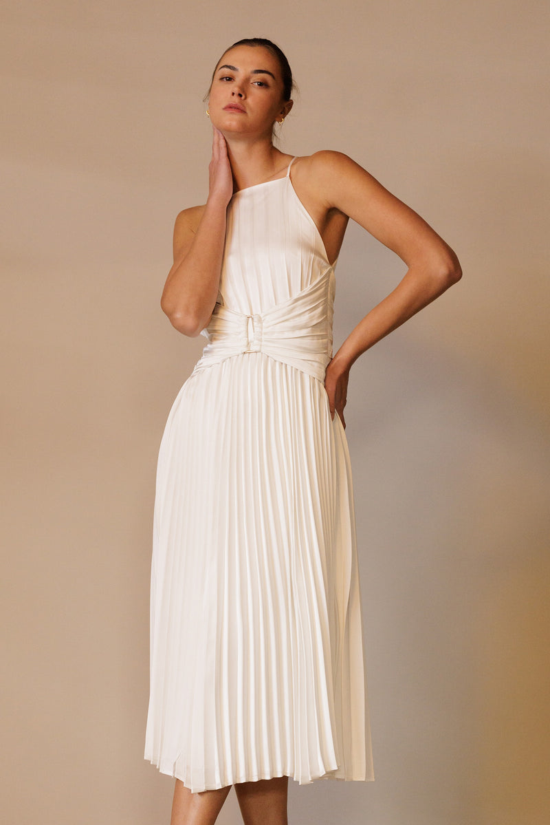 Hailey pleated white dress